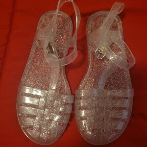 Clear Glitter Jelly Sandals